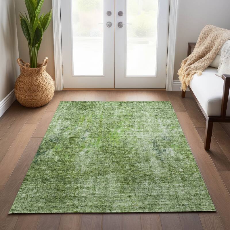 Machine Washable Indoor/ Outdoor Chantille Abstract Solid Rug