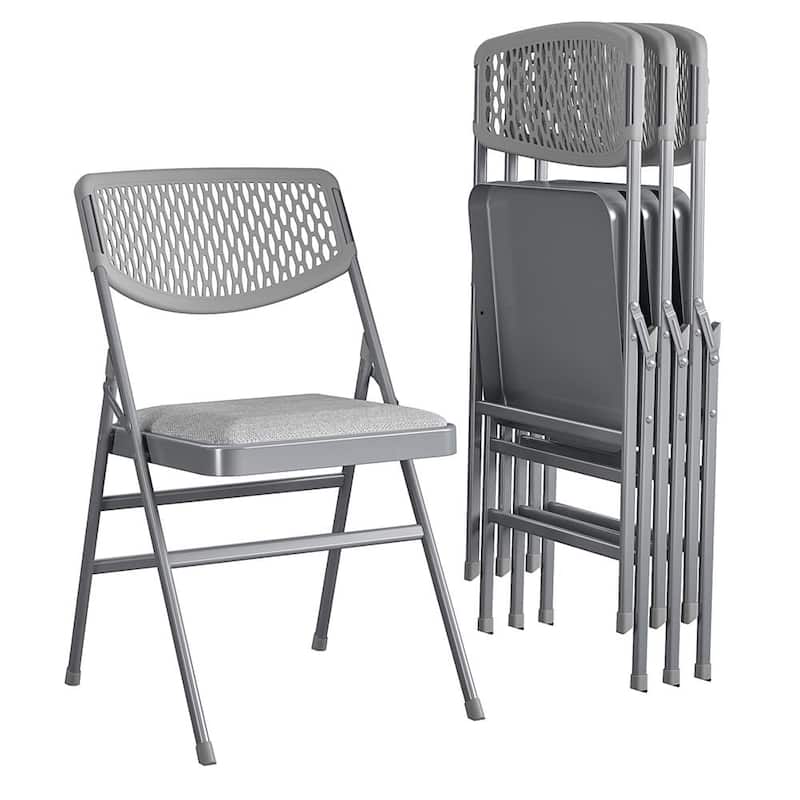 COSCO Ultra Comfort Commercial XL Premium Fabric Padded Folding Chair (2 or 4-pack) - Set of 4