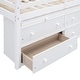 preview thumbnail 11 of 10, Full Low Loft Bed with Rolling Portable Desk & Shelves, Wood Loft Bed Frame with 4 Drawers for Kids & Teens, Boys, Girls White