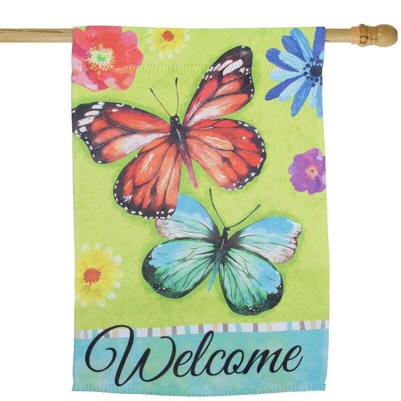 Welcome Butterflies Outdoor House Flag 28" x 40"