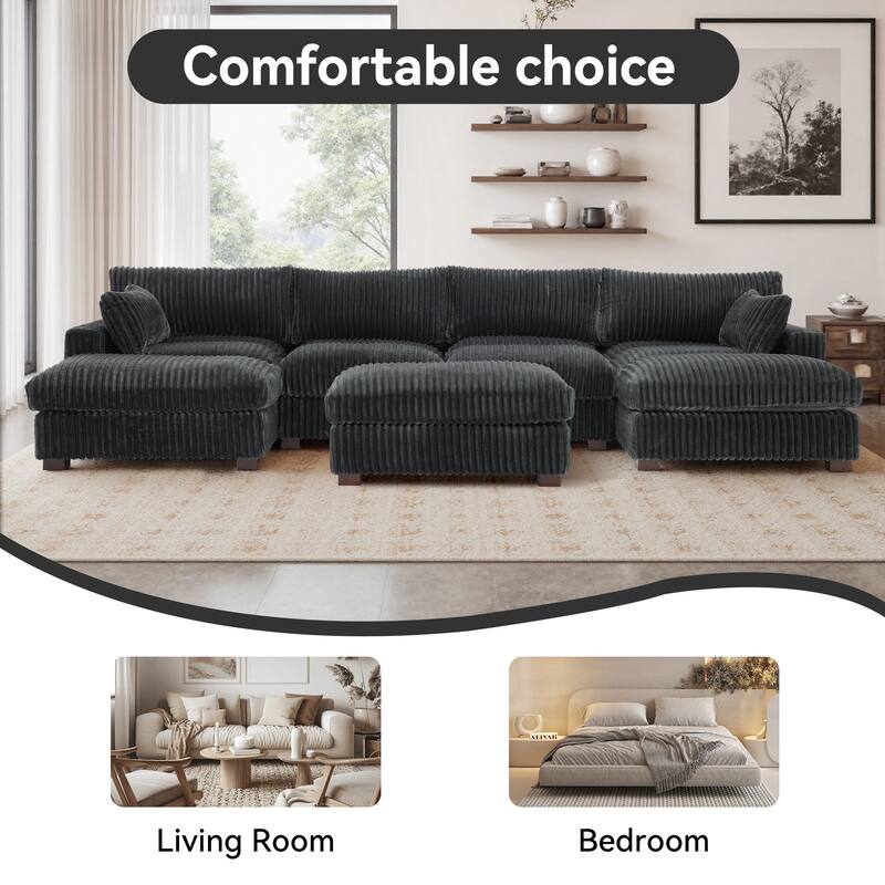 6-Piece 118.4"W Plush Oversized Modular Sectional Sofa Set