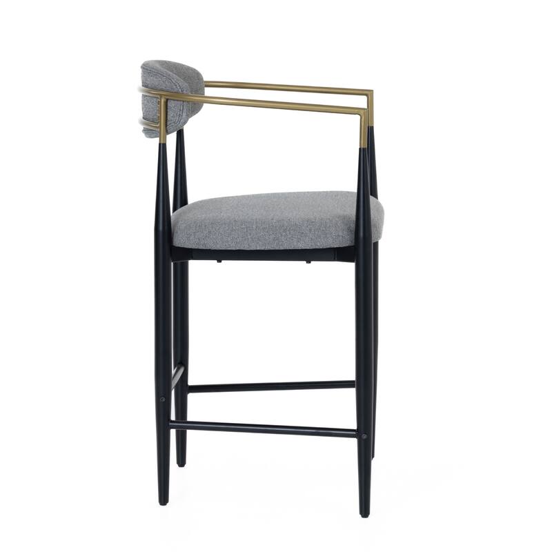 Modrest Buchtel Mid-Century Modern Medium Grey, Gold Arm & Black Counter Chair