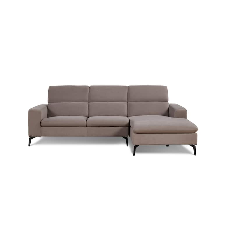 Modern Beige Chaise Charging Sectional with Adjustable Headrest