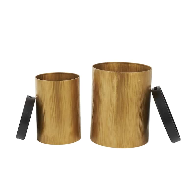 Metal Nesting Accent Table with Black Tray Tabletops - Set of 2 Gold - Roche River Decor