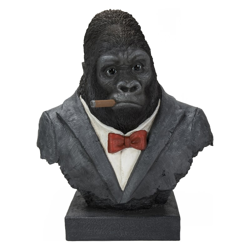 18.75" Gorilla Head Outdoor Garden Statue