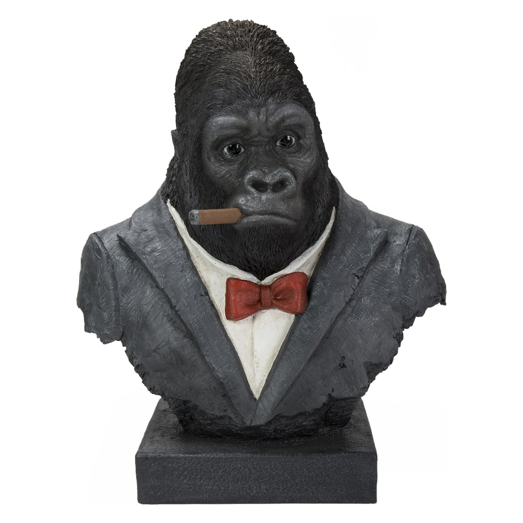 18.75" Gorilla Head Outdoor Garden Statue