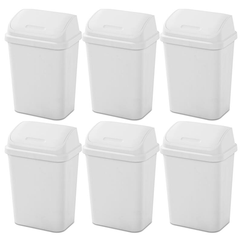 Sterilite 7.8 Gallon SwingTop Kitchen Wastebasket Trash Can, White (18 Pack) - 6 Pack