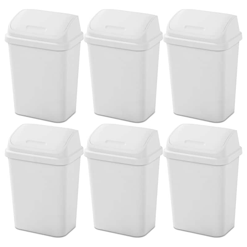 Sterilite 7.8 Gallon SwingTop Kitchen Wastebasket Trash Can, White (6 Pack) - 6 Pack