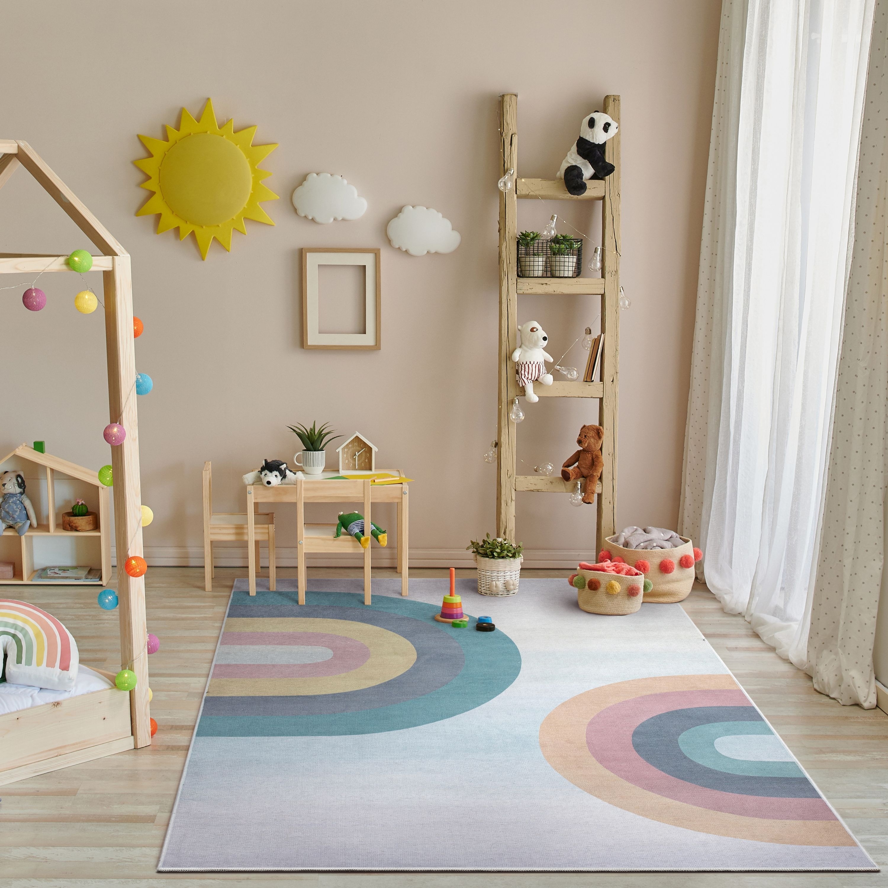 Well Woven Kids Rugs Kaleidoscope Rainbow Modern Machine Washable Area Rug