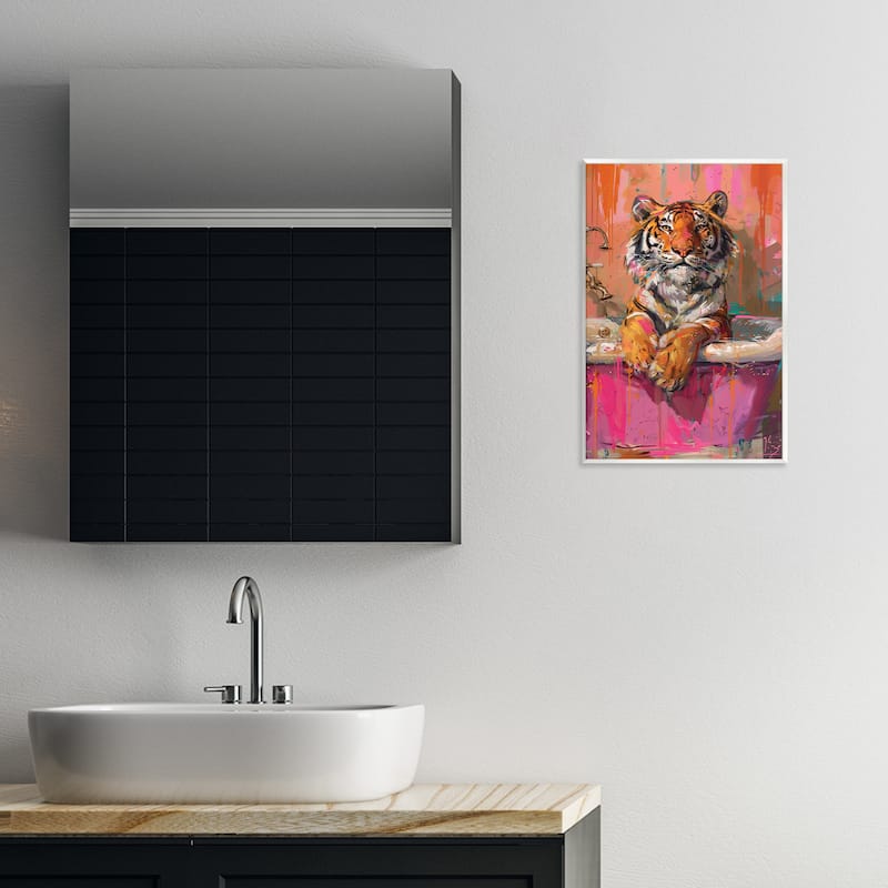 Stupell Fresh Abstraction Tiger in Bathtub Wall Plaque Art Design By LSR Design Studio