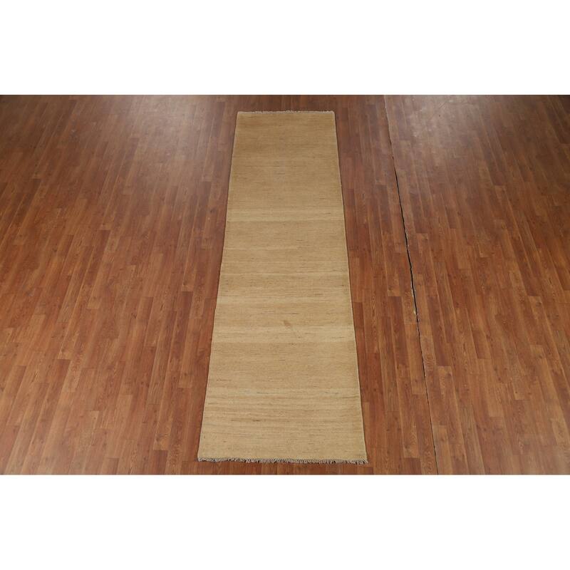 Striped Gabbeh Modern Runner Rug Hand-Knotted Wool Carpet - 2'10"x 9'6"