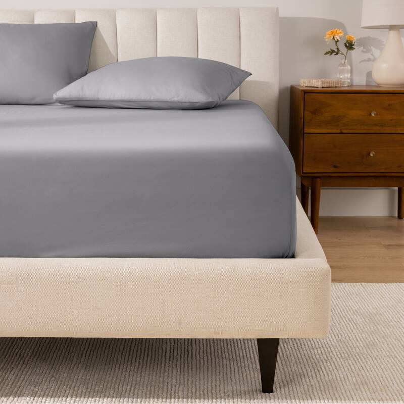 Bare Home Organic Cotton Percale Fitted Bottom Sheet