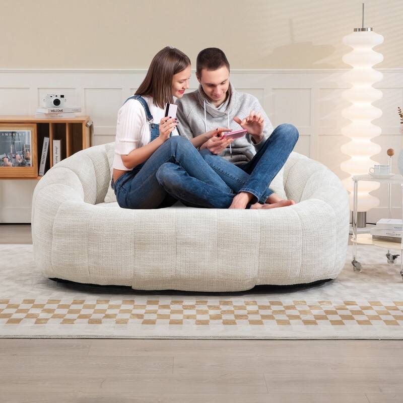 59.05" Bean Bag Sofa Lazy Sofa Durable Comfortable Lounger High Back Bean Bag Chair - Beige