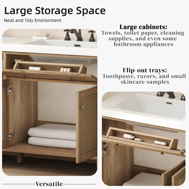 Christopher Knight Home - Bellmere 60" Modern Double Sink Bathroom Vanity with SMC Sink, Soft-Close Storage, and Solid Wood Legs