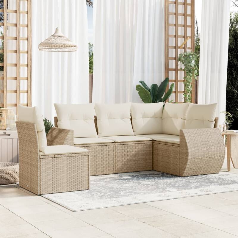 vidaXL Garden Sofa Set - Beige and cream With table