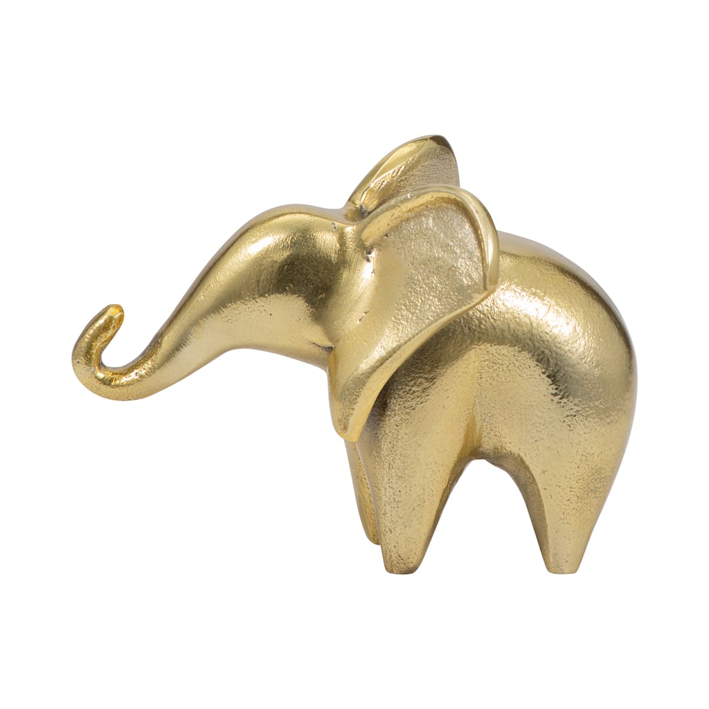 Sagebrook Home Splendid Gold Metal 7" Elephant Figurine, Animal Novelty Figurines, Solid Gold - 7" x 4" x 5"