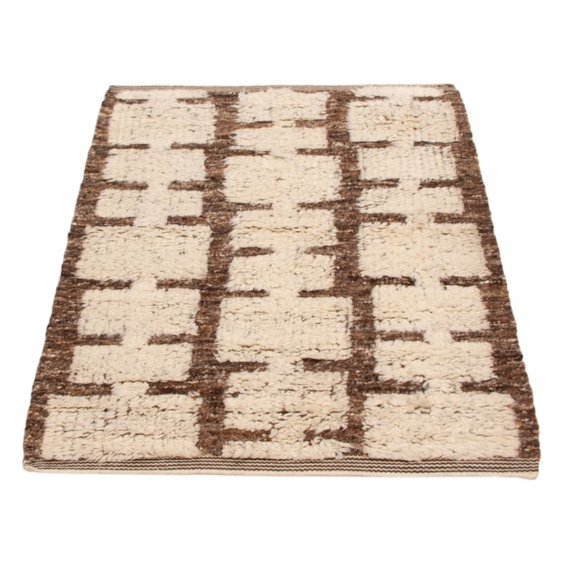 ECARPETGALLERY Hand-knotted Tangier Cream Wool Rug - 4'4 x 6'0