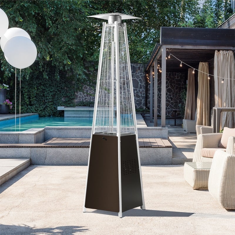 Pamapic 42,000 BTU Outdoor Pyramid Flame Patio Heater with Cover, Wheels