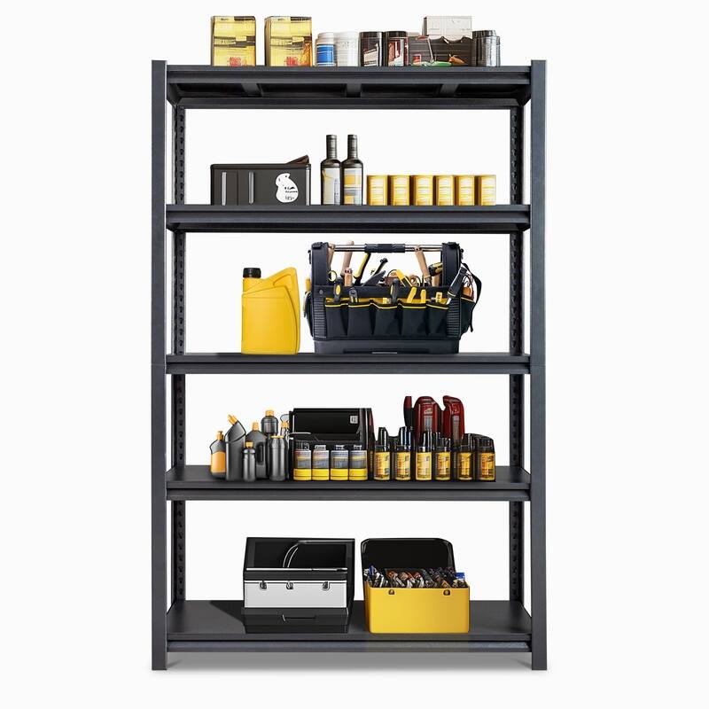 78" H 5-Tier Adjustable Garage Shelves Heavy Duty Storage Unit - Black