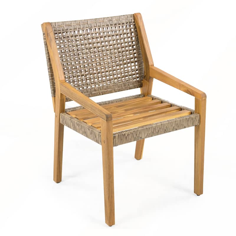 Outdoor Dining Chairs with Cream Cushion Set of 2