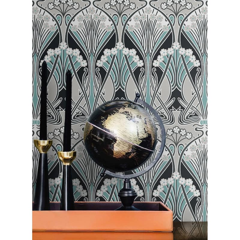 Seabrook Designs Dragonfly Damask Nonwoven Unpasted Wallpaper