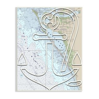 Stupell Sarasota Bay Florida Ocean - Stupell Industries Sarasota Bay Florida Ocean Map Anchor Symbol Wood Wall Art 