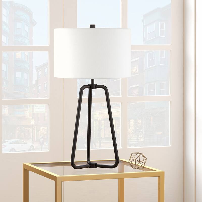 Bryan Table Lamp in Blackened Bronze Finish with Linen Shade - Bronze