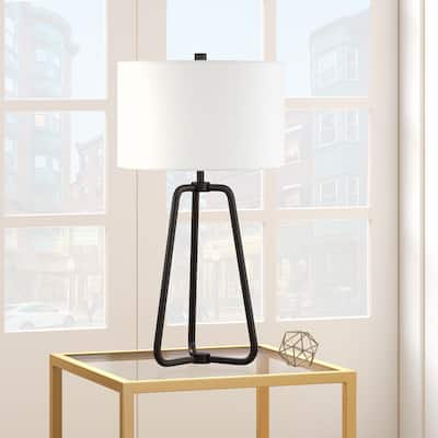 Bryan Table Lamp in Blackened Bronze Finish with Linen Shade