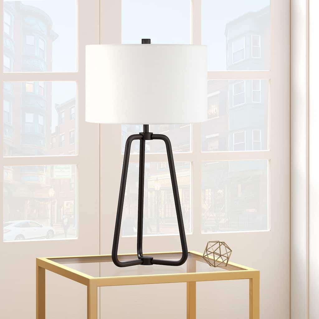 Bryan Table Lamp in Blackened Bronze Finish with Linen Shade