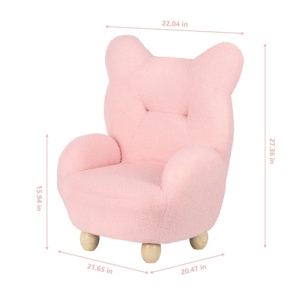 Kids Bear-Shaped Sherpa Chair, Cozy Toddler Foam Sofa for Boys and Girls