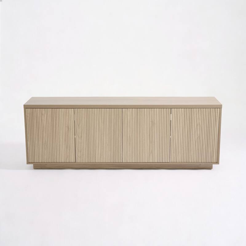 Wave Textured Modern Sideboard Cabinet - Wood - Ribbed Door