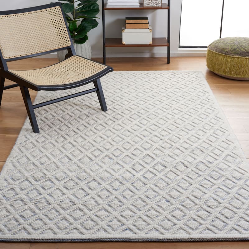 SAFAVIEH Handmade Vermont Latrice Wool Rug - 3' x 5' - Ivory/Light Blue