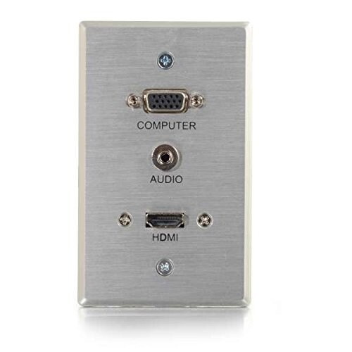 VGA Aluminum 3.5mm Stereo Pass Through Single Gang Wall Plate C2G 60144 HDMI