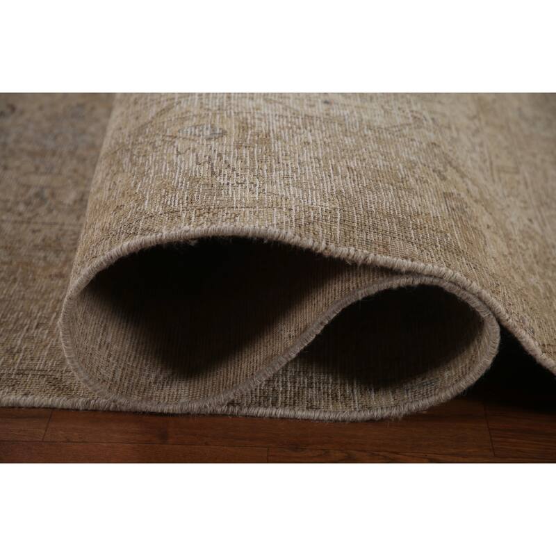 Muted Distressed Tabriz Persian Vintage Rug Hand-knotted Wool Carpet - 9'2"x 12'7"