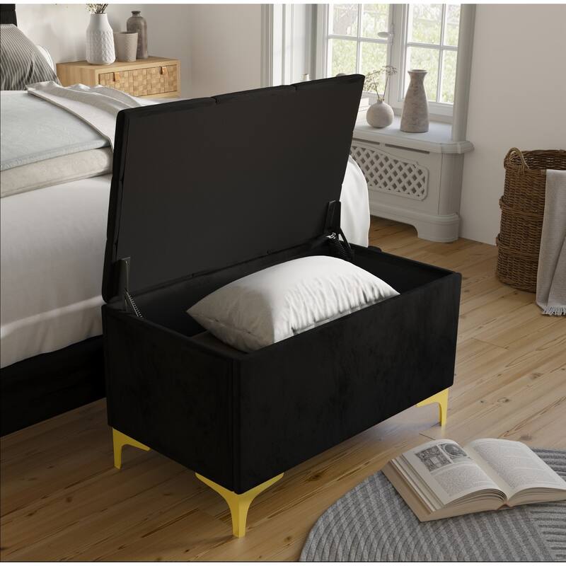 Pierre Upholstered Panel Bed with Storage Bench