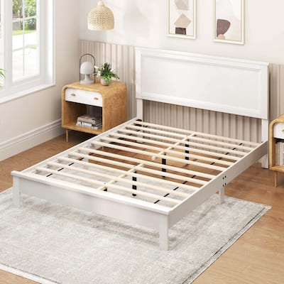 Wood Bed Frame Platform Bed Solid Wood Legs Mattress Foundation