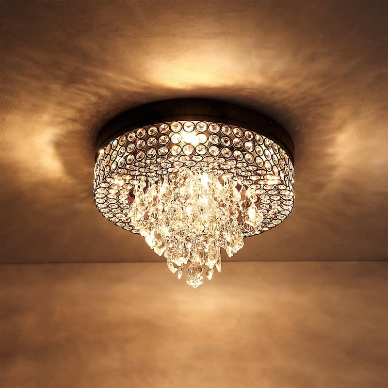 GetLedel 4-Light Tiered Crystal Flush Mount