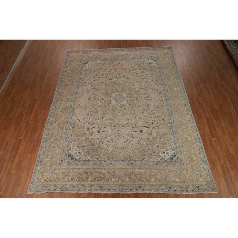 Traditional Mashad Persian Area Rug Hand-Knotted Wool Carpet - 9'7"x 12'3"