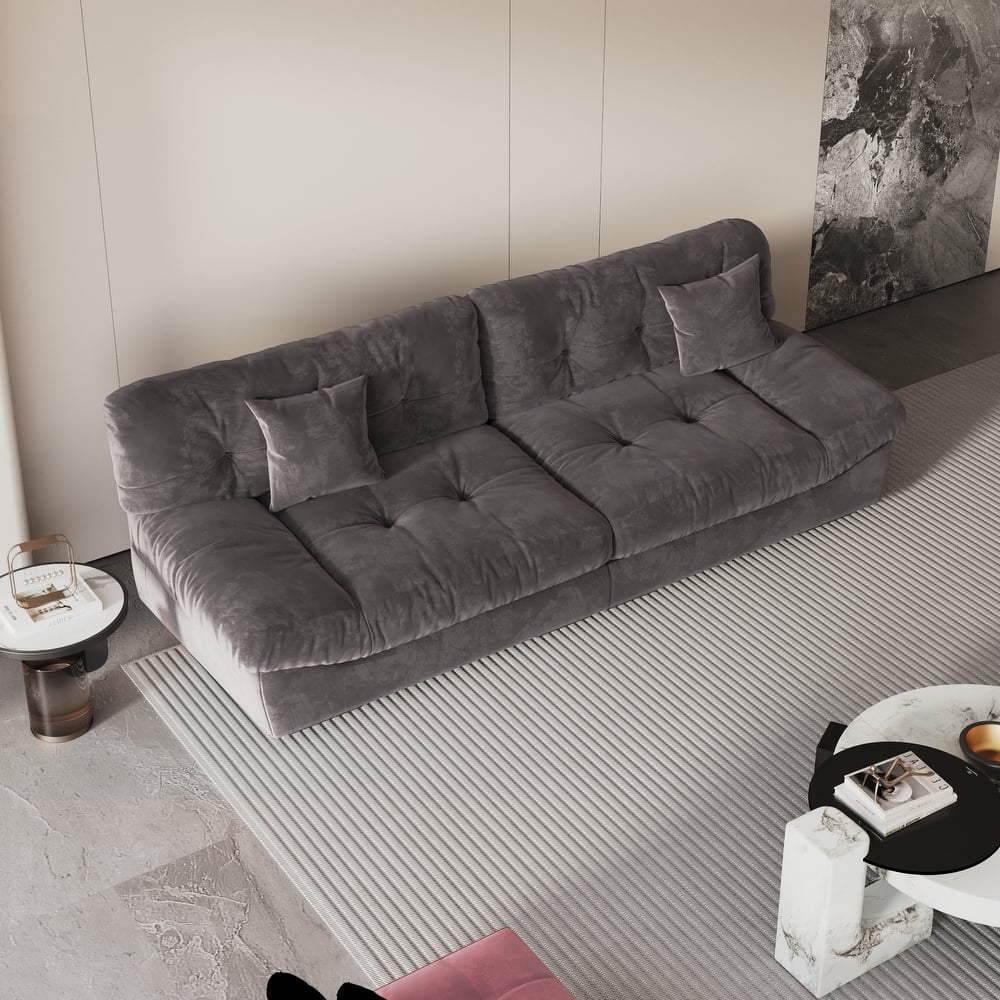 105'' Modern Sanded Velvet Cloud Loveseat Sofa Sectional Couch for Living Room