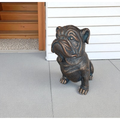 HomeRoots 16" Antiqued Bronze Bulldog Outdoor Statue