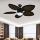 preview thumbnail 1 of 13, 52 Inch Palm leaf Ceiling Fan with LED Light and Remote Control Black
