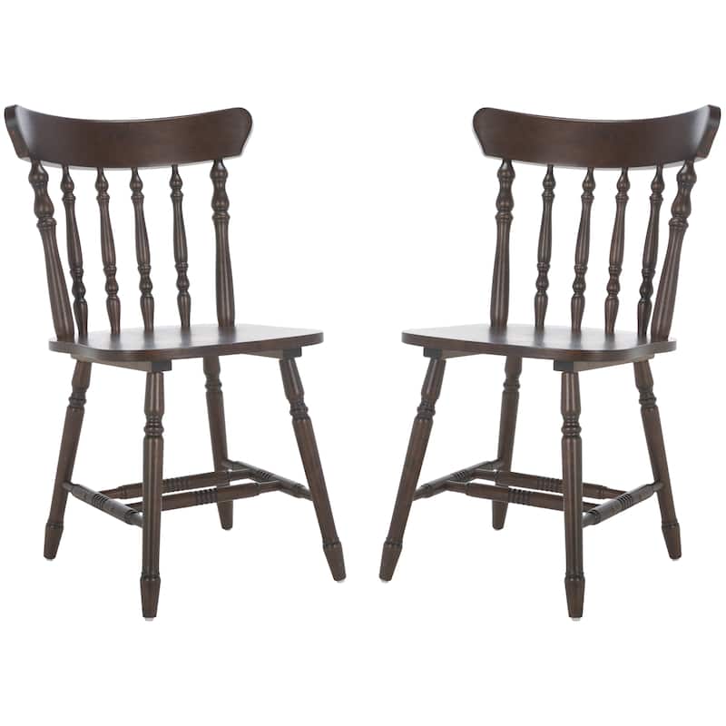 SAFAVIEH HOME Coralyn Caprail Dining Chair (Set of 2) - 17"W x 20"D x 34"H - Dark Walnut