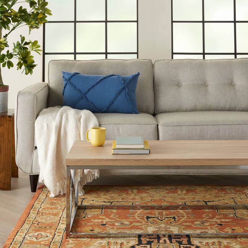 Mina Victory Distressed Diamond Boho Throw Pillow