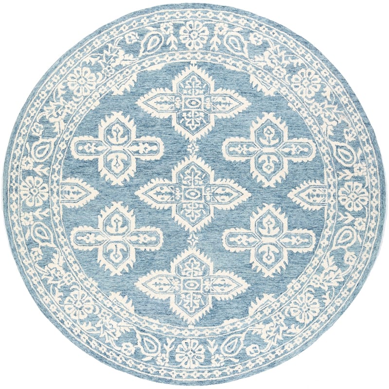 Livabliss Bohemian & Eclectic Granada Medallion Area Rug - 8' x 8' Round - Pale Blue