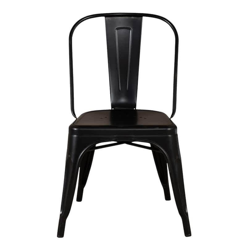 Vintage Series Distressed Metal Bow Back Side Chair - Antique White (Set of 4)