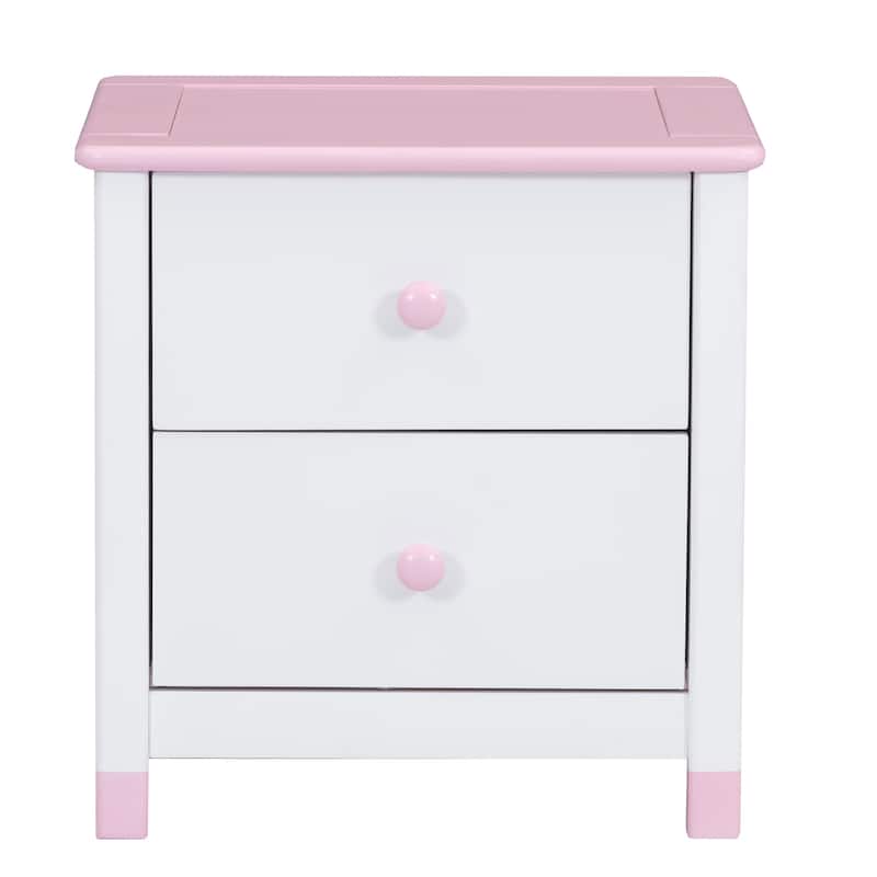 Wooden Nightstand with Two Drawers for Kids,End Table for Bedroom