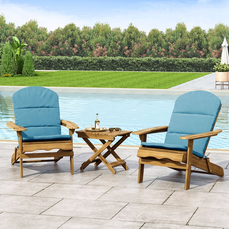 Malibu Outdoor Acacia Wood Chat Set w/ Water-resistant Cushions by Christopher Knight Home - Natural + Dark Teal