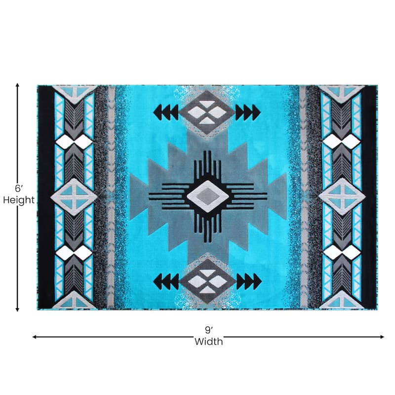 Traditional Southwestern Style Olefin Fiber Geometric Area Rug
