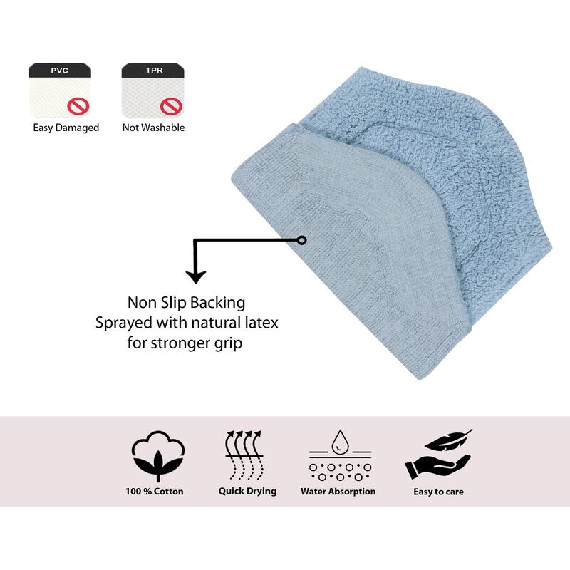Waterford Collection 100% Cotton Non-Slip Bathroom Rug Set, Machine Washable Bath Rug, 5 Piece Bath Mat Set with Contour