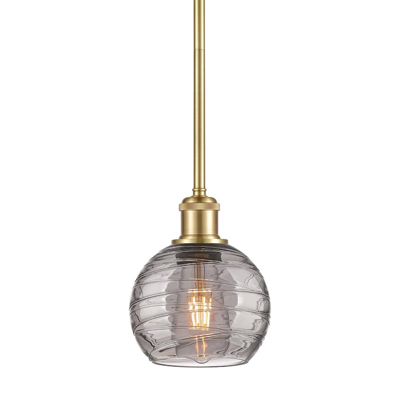 Innovations Lighting 516-1S-9-6 Athens Deco Swirl Pendant Athens Deco - Satin Gold / Light Smoke Deco Swirl